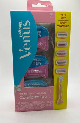 Gillette 047400664012 Venus Comfortglide White Tea Womens Razor 5 Blade Refills