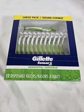 Gillette 047400666948 1 Box Sensor 3 Sensitive Comfort Gel Disposable 12 Razors New Sealed