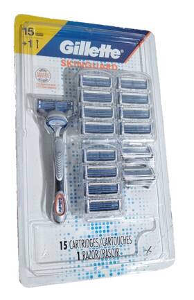 Gillette 047400670150 Skinguard 15 Cartridges 1 Powered Razor For Sensitive Skin As Imaged