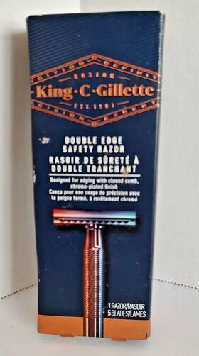 Gillette 047400670501 King C. Mens Double Edge Safety Razor 5 Refill Blades Nib