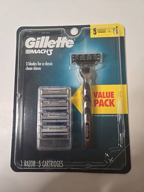 Gillette 047400671928 Mach 3 Razor Value Pack - With 5 Cartridges New Sealed