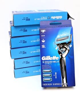 Gillette 047400672413 Proshield Chill Razor Handle 3 Blade Refills 7 Boxes Total
