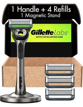 Gillette 047400675773 Labs Razors With Exfoliating Bar 1 Handle 4 Razor Refills Stand