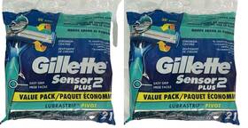 Gillette 047400680364 2x Sensor 2 Plus Lubrastrip Pivot Mens Disposable Razor - 21 Pack Each