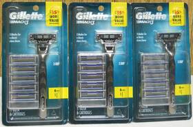 Gillette 047400688353 Mach 3 Refill Cartridges 6 Count Handle Factory Sealed Lot Of