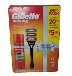 Gillette 047400689862 New Fusion 5 Gift Pack 1 Razor 3 Blade Cartridges And Shave Gel