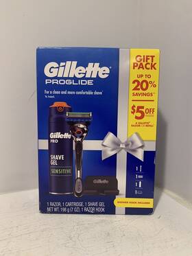 Gillette 047400689879 Proglide Sensitive Kit One 5-blade Razor 1 Hook 7oz Shave Gel