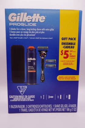 Gillette 047400689909 Proglide 1 Handle 3 Cartridge Blade Refills Shavel Gel And Travel Set