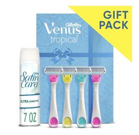 Gillette 047400689978 Venus Tropical 4 Disposable Razor Blades 7oz Shaving Gel