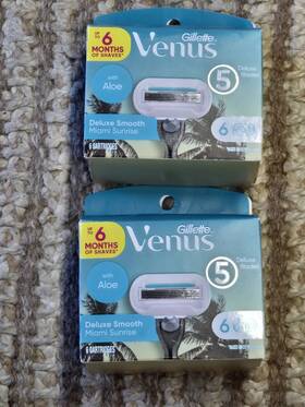 Gillette 047400691032 Venus Miami Sunrise 12 Refill Cartridges With Aloe Deluxe Smooth New