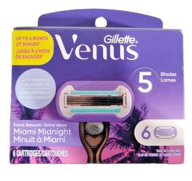 Gillette 047400691049 Venus Extra Smooth Miami Midnight 5 Blades 6 Cartridges