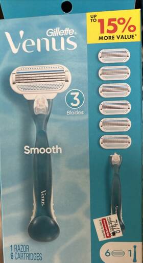 Gillette 047400691384 Venus Smooth Set Read More 1 Razor And 6 Cartridges - Free Shipping