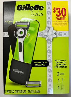 Gillette 047400696457 Labs Razor 2 Cartridges 2d Flexdisc Exfoliating Bar Travel Case Set