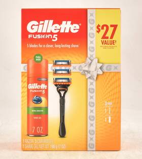 Gillette 047400696488 Fusion 5 Gift Pack Kit 1 Razor 3 Blade Cartridges And Shave Gel