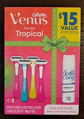 Gillette 047400696501 Venus Tropical Scent 4 Disposable Razors Satin Care Sensitive Shave Gel