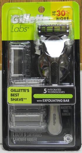 Gillette 047400699861 Labs Mens 5 Cartridges 1 Shower Hanger Handle