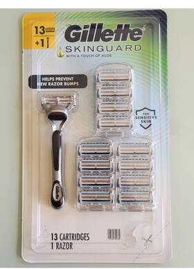 Gillette 047400700789 Skinguard Razor With Aloe Sensitive Skin 13 Refill Cartridges Blade