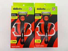 1093 Gillette 047400701304 2x Labs Nfl Cincinnati Bengals 5 Blade Razor Handle Sealed Mr