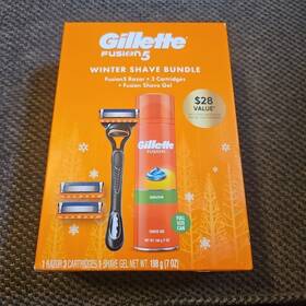 Gillette 047400704107 Fusion 5 Value Pack Razor - 3 Cartridges Shave Gel New In Box