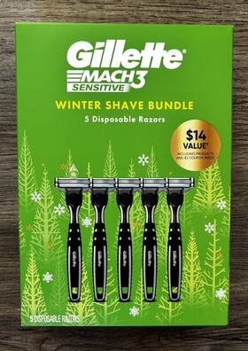 Mach3 Gillette 047400704176 Sensitive Men S Disposable Razors 5ct Gift Grooming Set