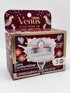 Gillette 047400706101 Venus Extra Comfortglide Razor Refills Berry Mistletoe 3 Ct