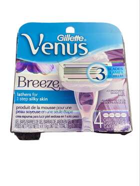 Gillette 047400710303 Venus Breeze Razor 3 Blades Refill Cartridges Shaver Women- 4 Catridges