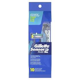 11566 Gillette Sensor 2 Plus Mens Disposable Razor Lubrastrip Fixed 10 Count Pack