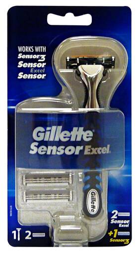 13241191 Gillette Sensor Excel Mens Razor 3 Refills Self-adjusting Twin Blades Fit A