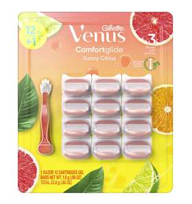 1699741 Gillette Venus Comfort Glide Sunny Citrus 1 Razor 12 Cartridges Gel Refills