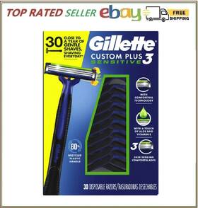 1806584 Gillette Custom Plus3 Disposable Razors Sensitive 30 Count