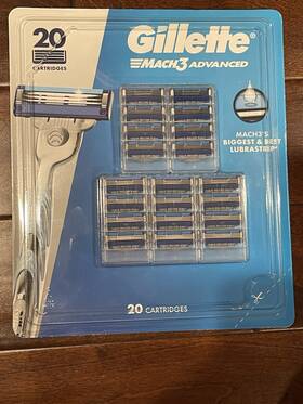 20150852 Gillette Mach3 Advanced Mens Refill Cartridges Blue 20 Count