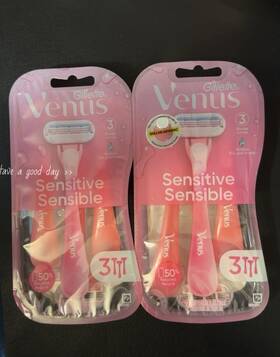 20172160 Gillette Venus Sensitive Disposable Razors Pink 3-blade 3 Pack For Women