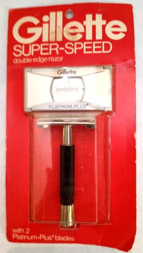 214-127 Gillette Vintage Super-speed Double Edge Razor With 2 Platinum-plus Blades - Nib