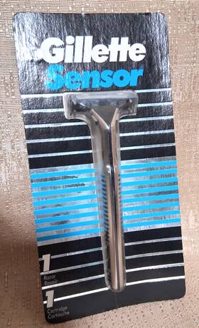 270-664 Gillette Original Sensor Razor Refill Cartridge Silver Metal Handle Made In Usa