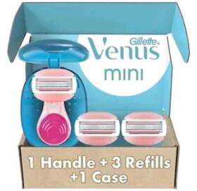 Gillette 313050770725 Venus Womens Razor Mini Comfort Glide White Tea Travel Size 3 Refills