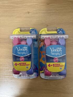 3148417400 Gillette Venus Simply 3 Disposable Razors Blades Pink Purple Blue 5 Pack 2pack