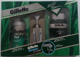 32141 Gillette Vtg Wild Rain 3 Pack Shaving Gel Sensor Excel Razor After Shave 1993