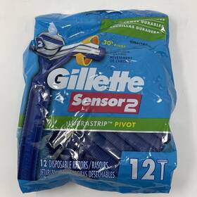 4740066450 Gillette Sensor 2 Long Lasting Blades Disposable Razors 12 Pieces New Sealed