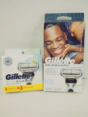 50082342 Gillette 1 Razor And Skinguard Stainless Steel Cartridge Blades For Sen 8 Pack