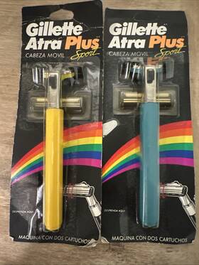 5152397 Gillette Atra Plus Sports Razor With 2 Blades Hunter Green And Yellow Made In Mexico