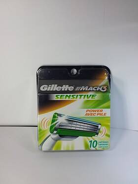 54651520 Gillette Mach 3 Sensitive Power 10 New Replacement Cartridges