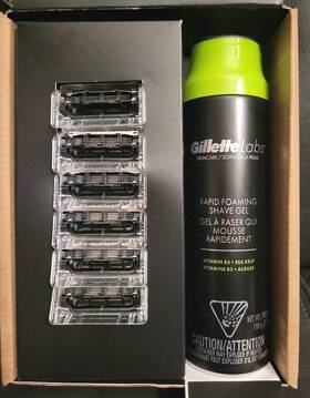 645765 Gillette Labs 6ct Razor Blade Refills For Men Exfoliating Bar Shave Gel Bundle