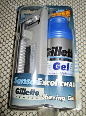 6598 Gillette Sensor Excel Razor Handle 2 Cartridges With Can Shaving Gel