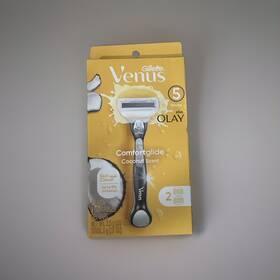 67179 Gillette Venus Olay Comfortglide Coconut Metal Handle 5 Blades 2 Cartridges