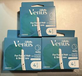 68314 Gillette Venus Facial Hair And Skin Care Razor Refills Lot Of 3 Packs New