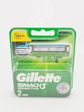 Gillette 702018037865 Gilltette Mach 3 Sensitive Razor Blade Refills Cartridges 2 Count