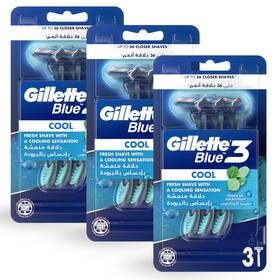 Gillette 702018457229 Blue3 Cool Disposable Razors 3 Count Eucalyptus Freshness 3-pack
