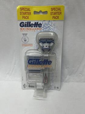 Gillette 702018498543 Skinguard Sensitive Mens 1 Razor Handle And 4 Blade Refills Cartridges