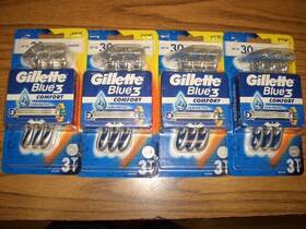 Gillette 702018949946 4 Packs-gillette Blue 3 Comfort 3-blade Disposable Razors -total Of 12