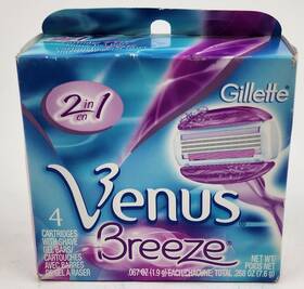 Gillette 702018966820 Venus Breeze Refill Razor Blade Cartridges 4 Count New